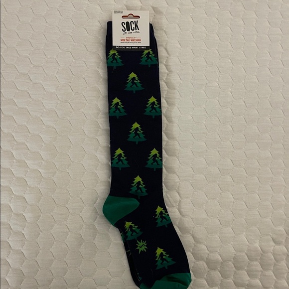 Navy Blue Socks with Green Tree Pattern - Sock it to Me - Picture 1 of 3